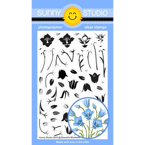 Sunny Studio Beautiful Bluebells 4x6 Clear Photopolymer Flower Spring Flower & Stems Layering Stamps SSCL-369