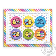 Sunny Studio Stamps Rainbow Striped Easter Chick Card (using Spring Sunburst 6x6 Patterned Paper Pack)