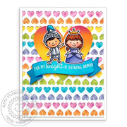 Sunny Studio Stamps You're My Knight In Shining Armor Princess Card with Heart Background using Heartstrings Heart Border Die