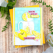 Sunny Studio Stamps When Life Gives You Lemons Make Lemonade Summer Tile Card using Summer Jar Mug Metal Cutting Craft Dies