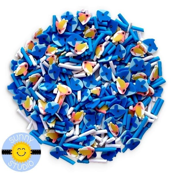Sunny Studio Stamps Little Fishy Ocean Whale & Fish Confetti Clay Sprinkles Embellishments for Paper Crafts and Shaker Cards SSEMB-135