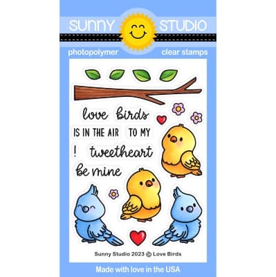 Sunny Studio Love Birds 3x4 Valentine's Day Clear Photopolymer Stamps SSCL-364