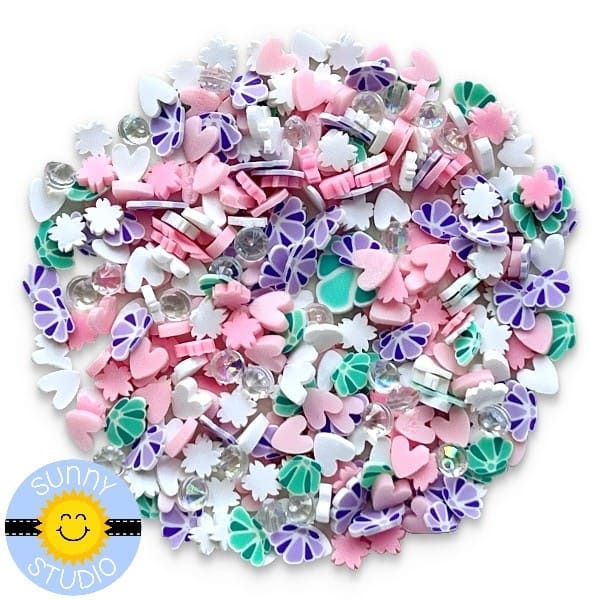 Sunny Studio Stamps Mermaid Shells Seashell Pink, Lavender & Aqua Confetti Clay Sprinkles Embellishments for Paper Crafts and Shaker Cards SSEMB-136