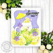 Sunny Studio Stamps Lemons Lemonade Drink Lavender Summer Vibes Card using Summer Jar Mug Metal Cutting Craft Dies
