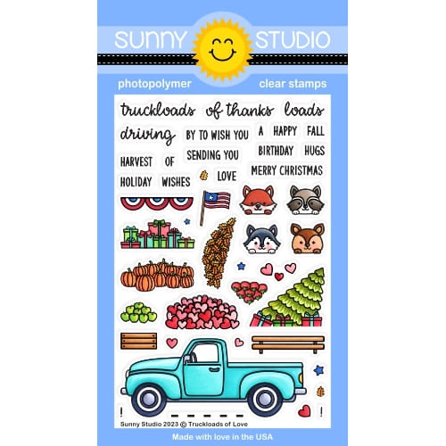 Sunny Studio Truckloads of Love Vintage Pick-up Truck for all Holidays & Seasons 4x6 Clear Photopolymer Stamps SSCL-356