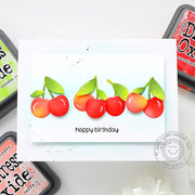 Sunny Studio Stamps Cherries Clean & Simple CAS Summer Birthday Card using Wild Cherry Metal Cutting Craft Dies
