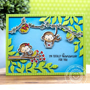 Sunny Studio Stamps Monkey Jungle Card by Eloise (using Botanical Backdrop Die)