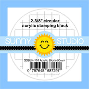 Sunny Studio Stamps 2-3/8" x 9/16" Circular Round Clear Acrylic Block with 1/4" Etched Gridlines