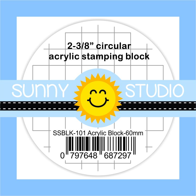 Sunny Studio Stamps 2-3/8" x 9/16" Circular Round Clear Acrylic Block with 1/4" Etched Gridlines