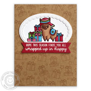 Sunny Studio Stamp Alpaca Holiday Gift Print Kraft Christmas Card
