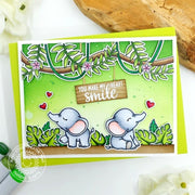 Sunny Studio You Make My Heart Smile Elephants in Tropical Jungle Card (using Baby Elephants Clear Stamps)