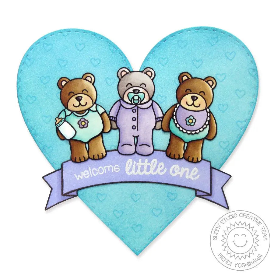 Sunny Studio Stamps Baby Bear Heart Shaped Card