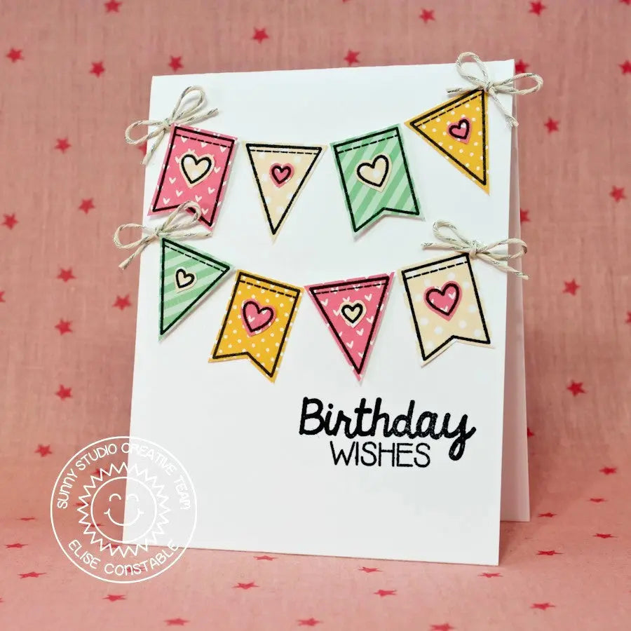 Sunny Studio Stamps Birthday Smiles Heart Banner Card