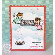 Sunny Studio Happy Birthday With Sprinkles on Top Angels Holiday Christmas Card (using Blissful Baking 4x6 Clear Stamps)