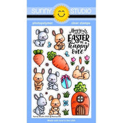 Sunny Studio Stamps Bunnyville 4x6 Easter Bunny with Carrot House Photopolymer Clear Stamp Set