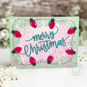 Sunny Studio Stamps Handmade Holiday Lights Pink, Red & Green Card by Leanne West (using Christmas Garland Frame Dies)