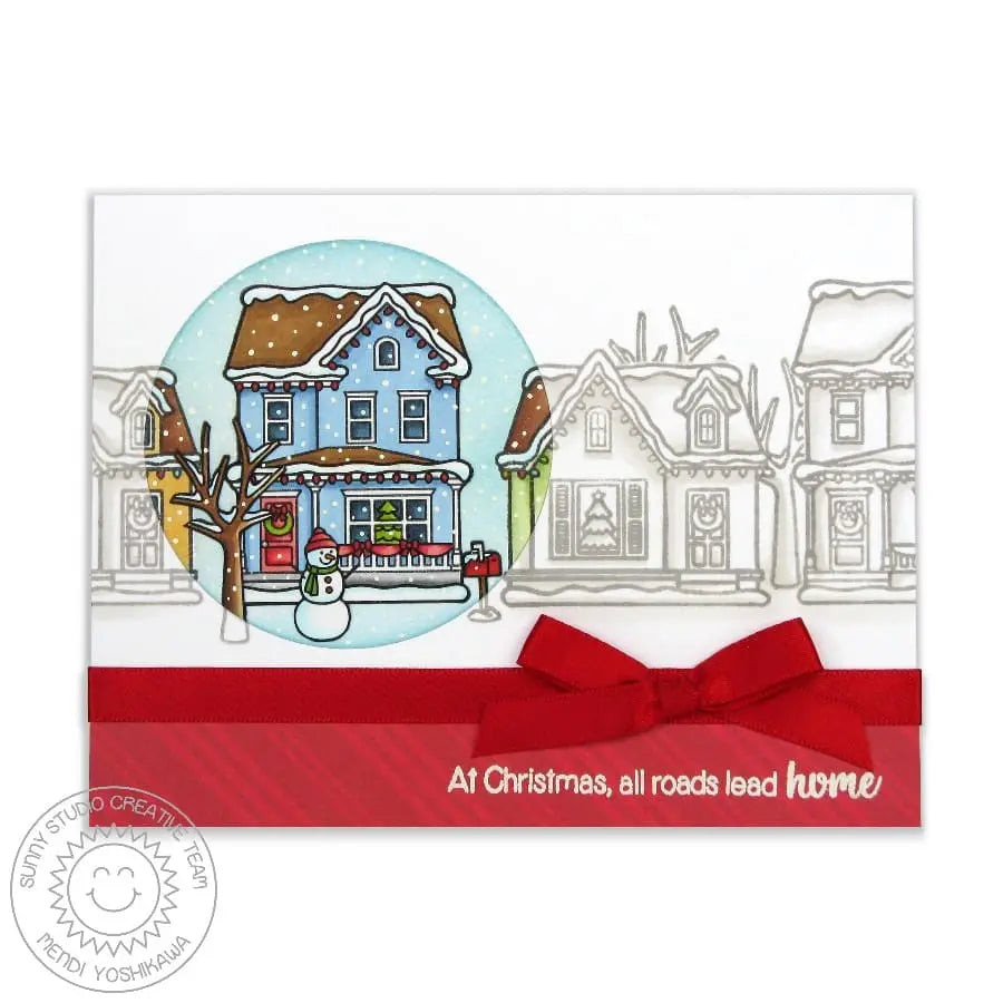 Sunny Studio Stamps Christmas Home Spotlight Red, Black & White Holiday Card