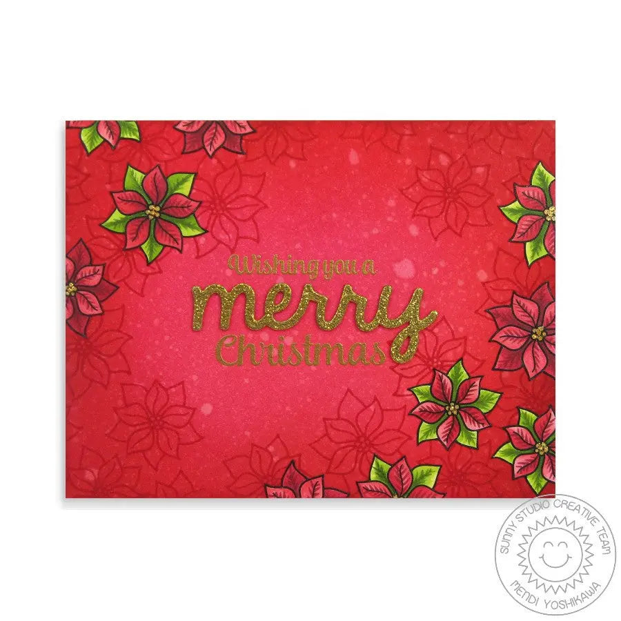 Sunny Studio Stamps Christmas Icons Red & Gold Poinsettia Merry Holiday Card