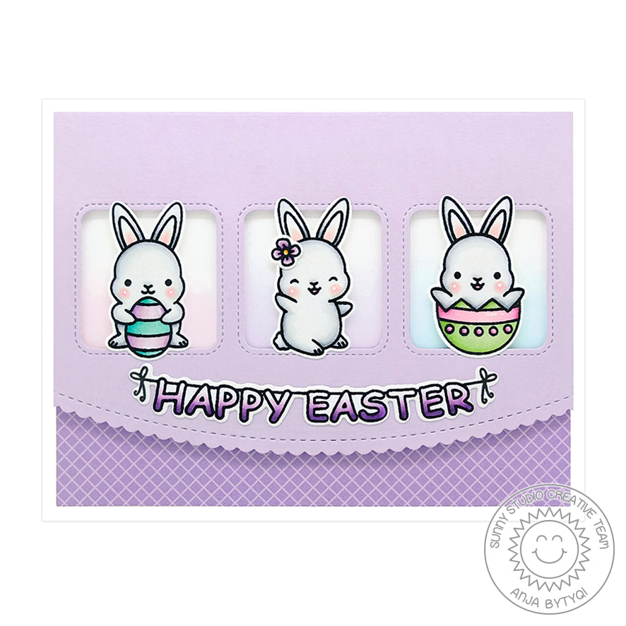 Sunny Studio Stamps Chubby Bunny Easter Card (using Gingham Pastels 6x6 Paper Pad)