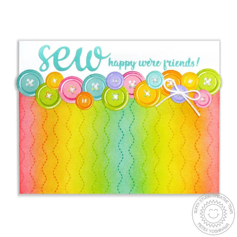 Sunny Studio Stamps So Happy We're Friends Card using Sew Word Die