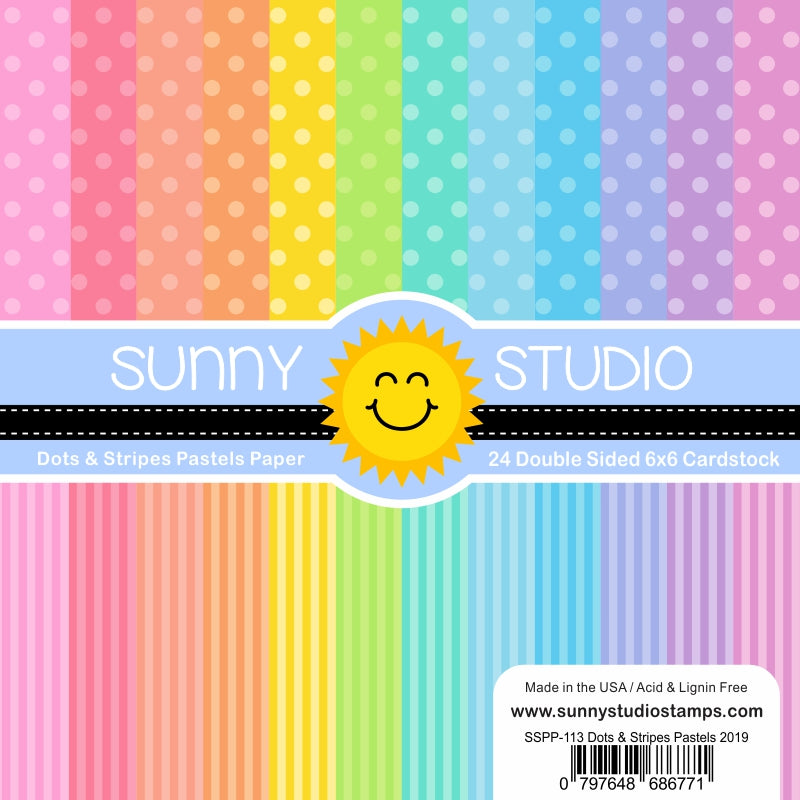 Sunny Studio Dots & Stripes Pastels 6x6 Patterned Paper Pack with 24 double-sided sheets of 65 lb. Cardstock