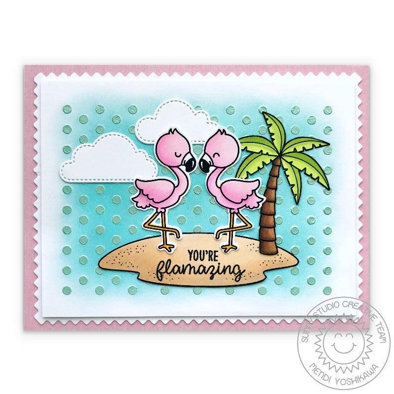 Sunny Studio Stamps Flamingo Summer Card (using Palm Tree from Sending Sunshine Stamp set)