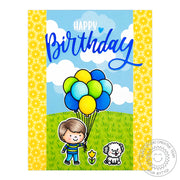 Sunny Studio Stamps Floating By Yellow, Blue & Green Balloon Bouquet Boy's Birthday Card