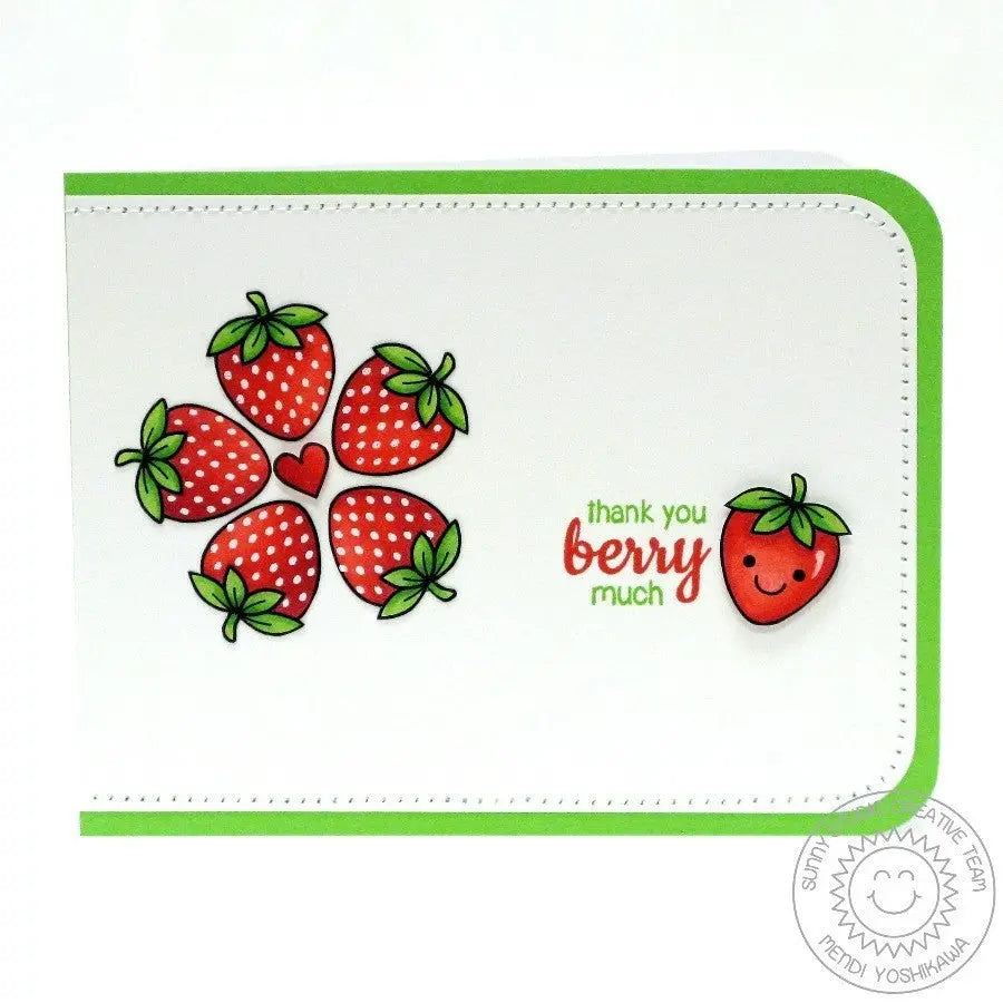 Sunny Studio Stamps Fresh & Fruity Thank you Berry Much Punny Strawberry Card