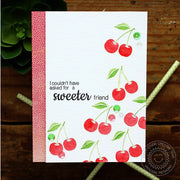 Sunny Studio Stamps Fresh & Fruity "I couldn't have asked for a sweeter friend" Watercolored Cherries Red Polka-dot Cherry Card
