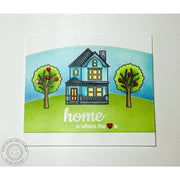 Sunny Studio Home Is Where The Heart Is Square Victorian House Card (using Happy Home Clear Stamps)
