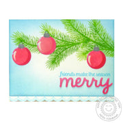 Sunny Studio Stamps Friends Make The Season Merry Ornament Holiday Christmas Card (using Merry Word Metal Cutting Die)