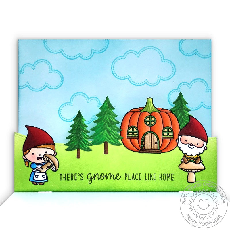 Sunny Studio Stamps Home Sweet Gnome Pumpkin House There's Gnome Place Like Home Pop-up Card
