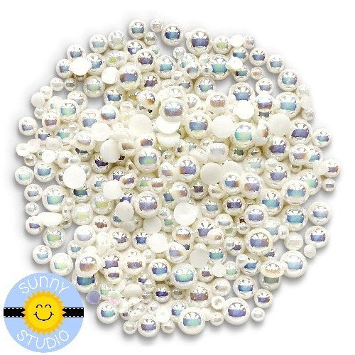 Sunny Studio Stamps Iridescent Glossy Ivory Lace Pearls Embellishments- 3mm, 4mm, 5mm & 6mm