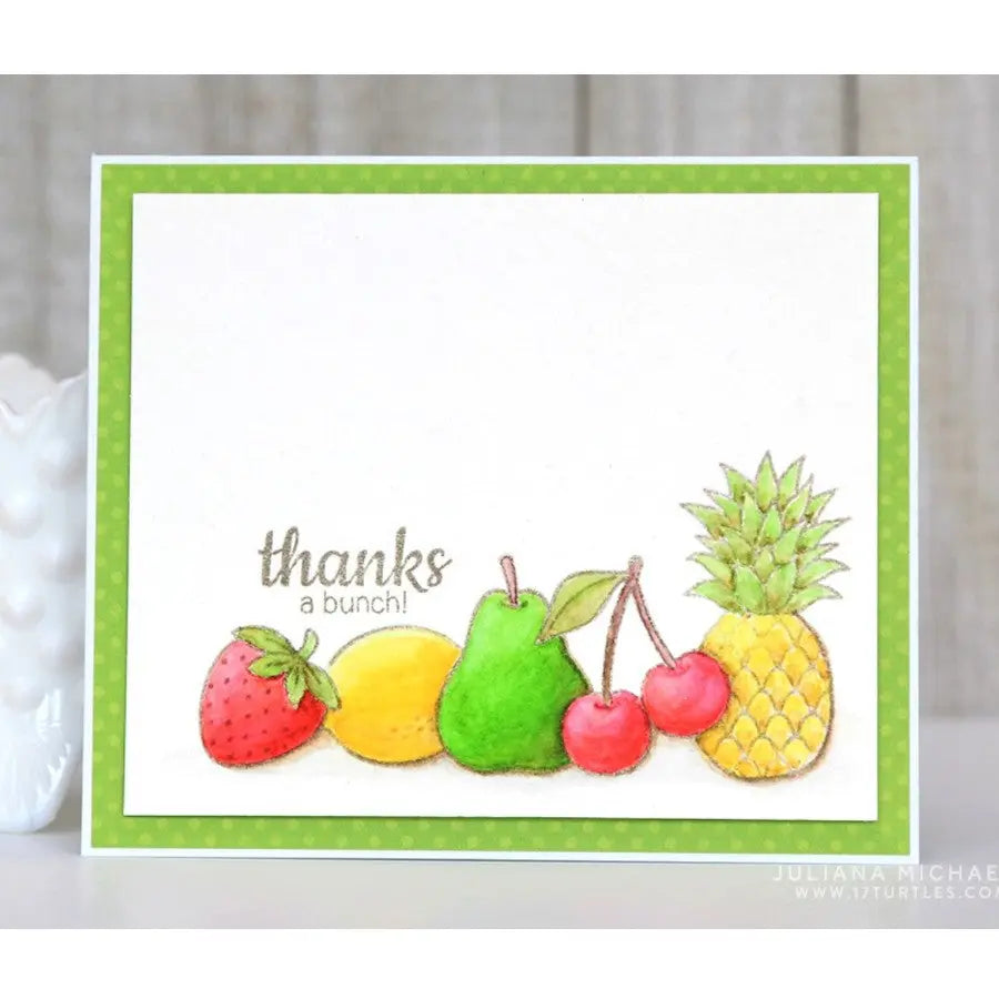 Sunny Studio Stamps Fresh & Fruity Thanks A Bunch Punny Watercolor Fruit Themed Summer Thank You Card