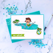 Sunny Studio Stamps Make A Splash Boy Jumping into Pool Summer Card (using Swimming Pool Metal Cutting Dies)