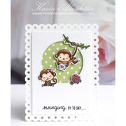 Sunny Studio Stamps Love Monkey Valentine's Day Card (using Frilly Frames Polka-dot Scalloped Mat Metal Cutting Dies)