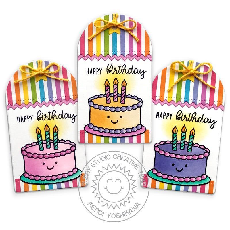 Sunny Studio Stamps Make A Wish Birthday Cake Gift Tags by Mendi Yoshikawa