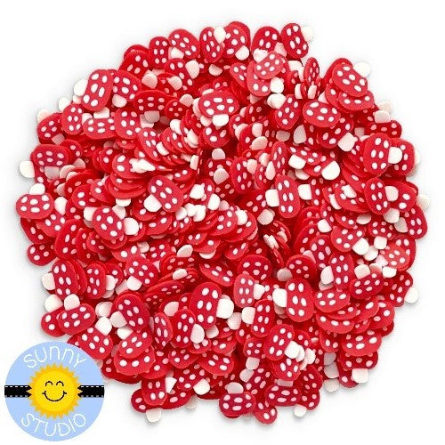 Sunny Studio Stamps Mini Red Polka-dot Toadstool Mushroom Clay Confetti Sprinkles Embellishments for Shaker Cards