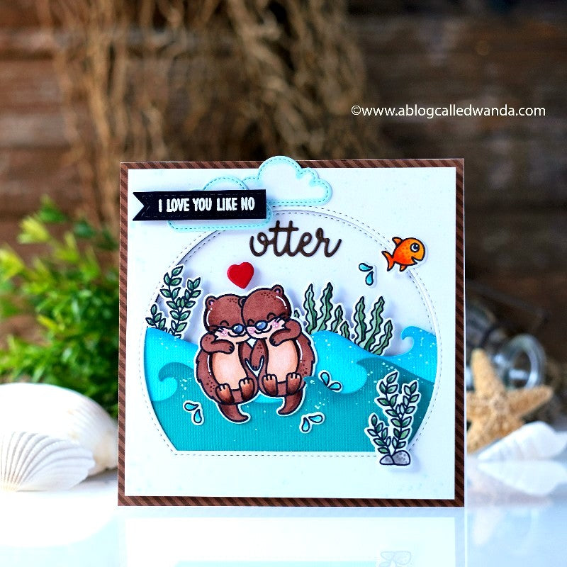 Sunny Studio I Love You Like No Otter Punny Sea Otters Handmade Card (using My Otter Half 3x4 Clear Stamps)
