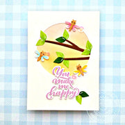 Sunny Studio Stamps You Make Me Happy Dragonfly with Tree Branch Spring Card (using Basic Mini Shape Dies 4)