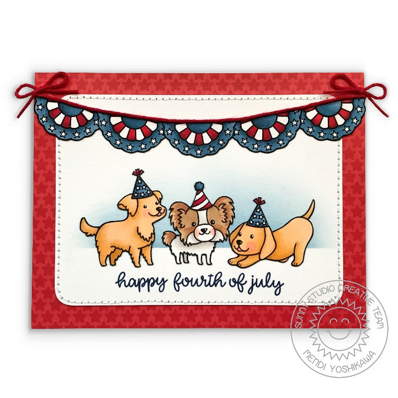 Sunny Studio Stamps Happy Thought Fourth of July Puppy Dog Card by Mendi Yoshikawa