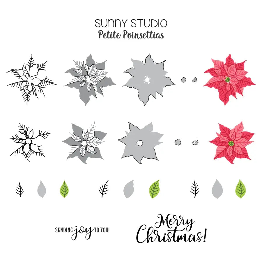 Sunny Studio Stamps Petite Poinsettias Holiday Flower Layering Guide