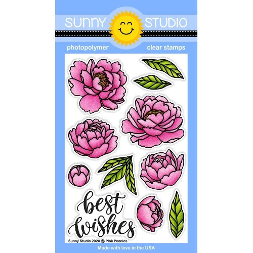 Sunny Studio Stamps Pink Peonies Peony 4x6 Clear Photopolymer Stamp Set