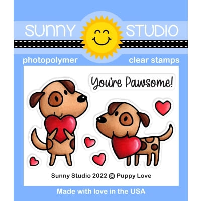 Sunny Studio Stamps Puppy Love Dogs with Hearts Valentine's Day Mini 2x3 Clear Photopolymer Stamp Set SSCL-343