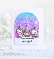 Sunny Studio Stamps Purrfect Birthday Lavender & Pink Kitty Cat Card by Kay Miller
