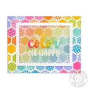 Sunny Studio You Color Me Happy Rainbow Hexagon Quilt Background Card (using Color Me Happy 3x4 Clear Sentiment Stamps)