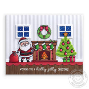 Sunny Studio Stamps Santa Claus Lane Night Before Christmas Fireplace with Tree Scene Handmade Holiday Card