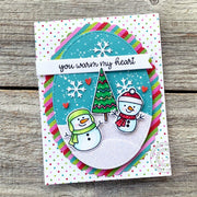 Sunny Studio Stamps You Warm My Heart Colorful Snowman Holiday Christmas Card (using All is Bright 6x6 Patterned Paper Pad)