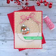 Sunny Studio Fox Winter Holiday Christmas Card (using Frosty Flurries Mini Snowy Background Stamps)