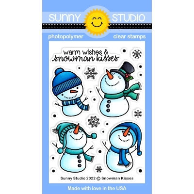 Sunny Studio Snowman Kisses Winter Holiday Snowmen & Snowflakes 3x4 Clear Photopolymer Stamps SSCL-341